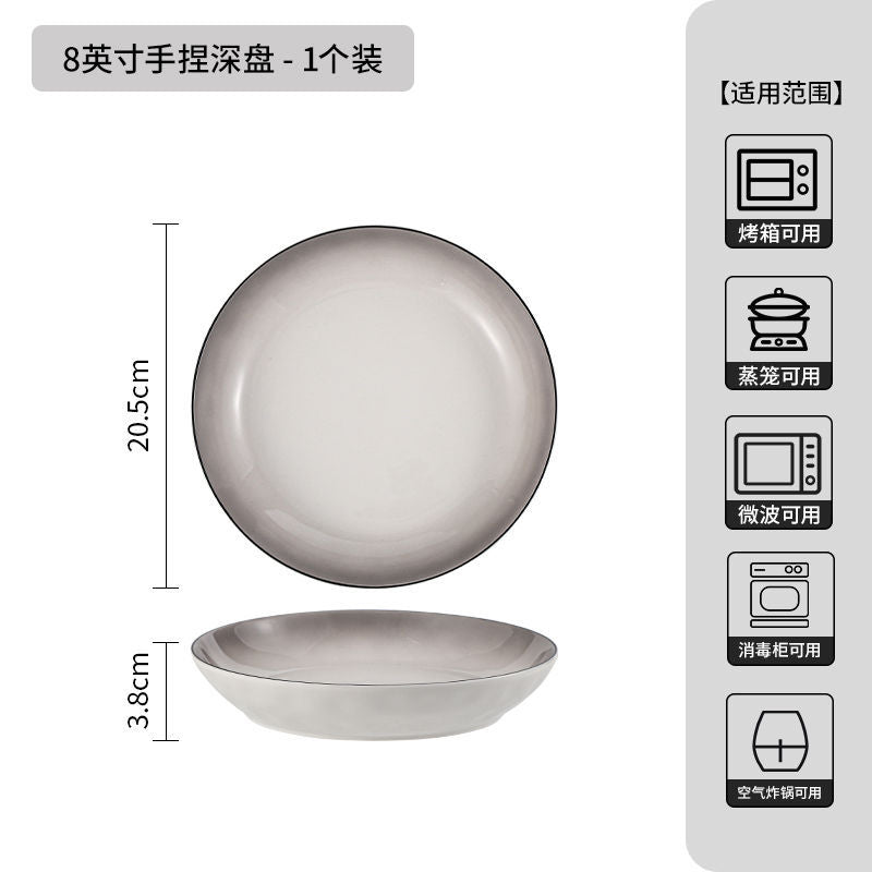 Gradient gray appearance underglaze color ceramic tablewarefor homeceramic bowl eating bowl good-looking bowl plate tableware suit