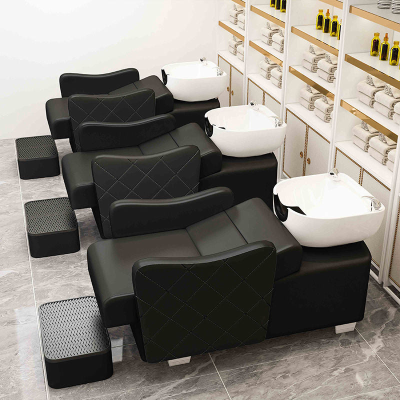 Factory direct sales popular semi-reclining hair salon fashion shampoo bed simple high-end hair salon ceramic flush bed