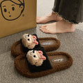 Cartoon cute lambswool slippers women's new autumn/winter korean style comfortable home anti-slip cotton slippers women's outdoor wear