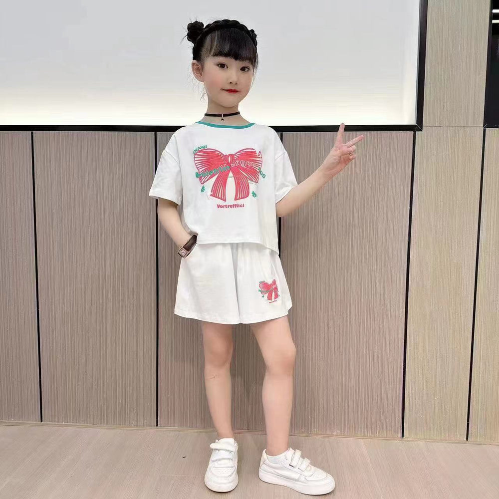 Girls' summer outfit set  new korean style chic kids summer little girl trendy fashionable children's two-piece set