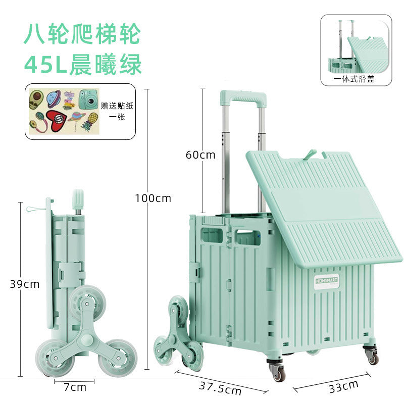 Folding trolley - lightweight rolling cart for shopping, snacks, storage, mobile camping, portable grocery shopping, and express delivery pickup