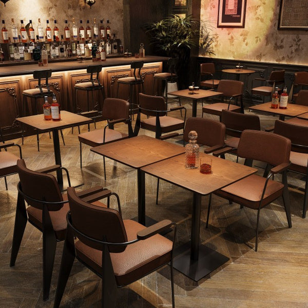 Retro pub clear bar table and chair combination coffee shop table and chair theme western restaurant solid wood dining table and chair commercial