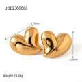 Heart-shaped stainless steel titanium steel plated 18k gold heart-shaped peach heart texture liquid love earrings earrings earrings earrings