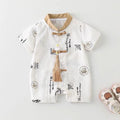 Baby summer onesie thin style baby chinese style ink painting bag butt clothes infant summer clothes han dynasty