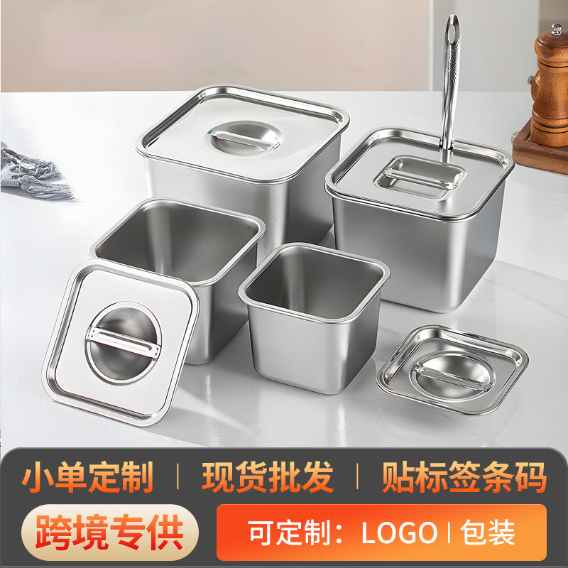 Manufacturer personalized milk tea small material basin jam bucket for home square with lid seasoning box flavor cup commercial seasoning basin wholesale