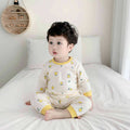 Baby pure cotton boneless high waist belly protection fall and winter autumn clothes suit baby heattechseparatessuit baby suit