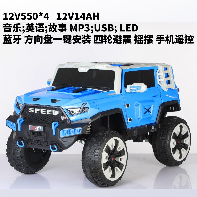 New children's electric car off-road four-wheel seating double seat children's pickup remote control toy car off-road vehicle
