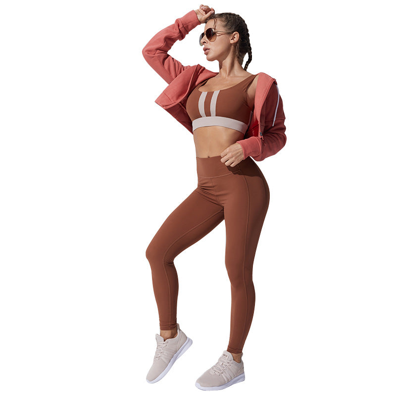 Customized shockproof high-elasticity european and american style fitness yoga outfit set - sports bra and tight yoga pants two-piece set - made-to-order