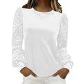 new arrival: independent e-commerce fashion women's gold velvet crew neck sequin patchwork long sleeve t-shirt top (us & european style)
