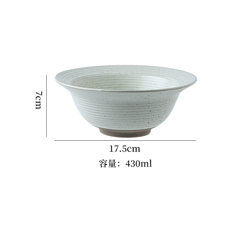 Vintage japanese-style handmade rustic pottery ribbed straw hat bowl ceramic dinnerware pasta plate creative salad plate home soup bowl