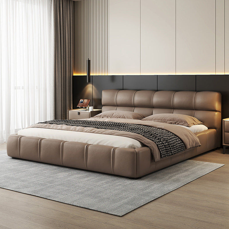Foshan genuine leather bed classy leather art small apartment bedroom furniture small apartment modern casual soft bag classy bed master bedroom