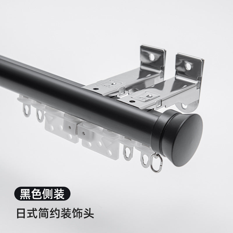 Aluminum alloy curtain rod roman rod track side-mounted single pole double pole thickened top-mounted scandinaviancasual black small bay window