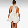 Amazon sexy ruffle hem mini dress - women's halter neck elastic waist fashion ruffle skirt