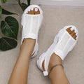 summer new thick-soled flyknit peep-toe sandals for women, european and american export, plus size, breathable beach sandals -