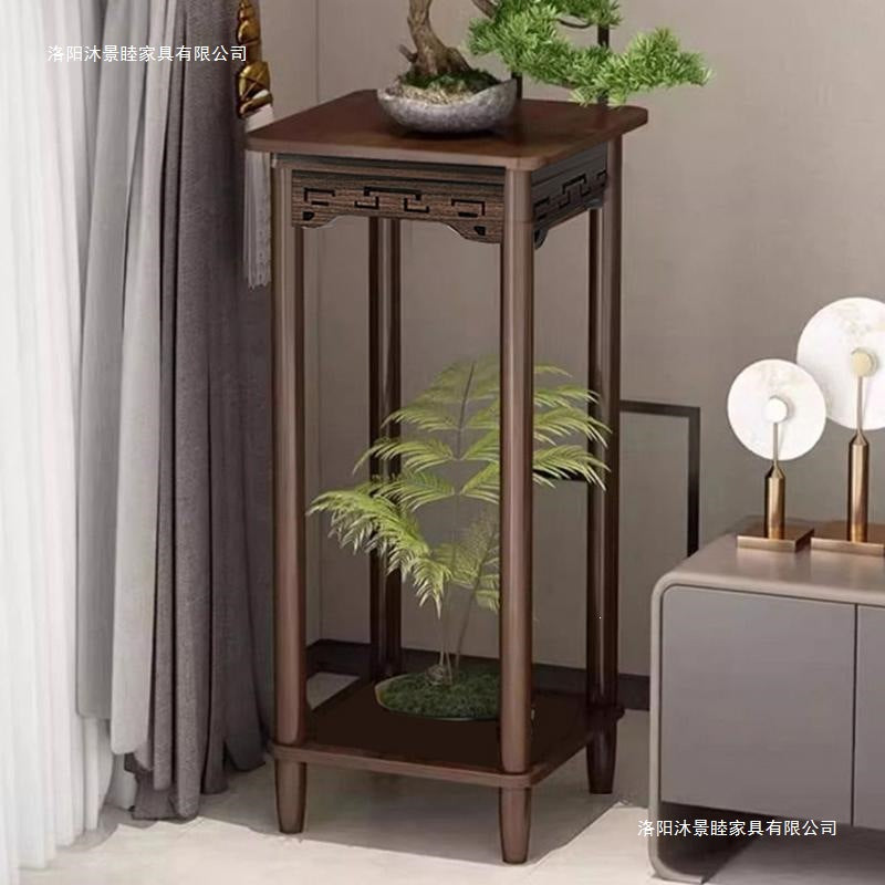 Pothos solid wood flower stand living room bedroom coffee table for homemovable small table sofa side table side cabinet extremely narrow coffee table stand