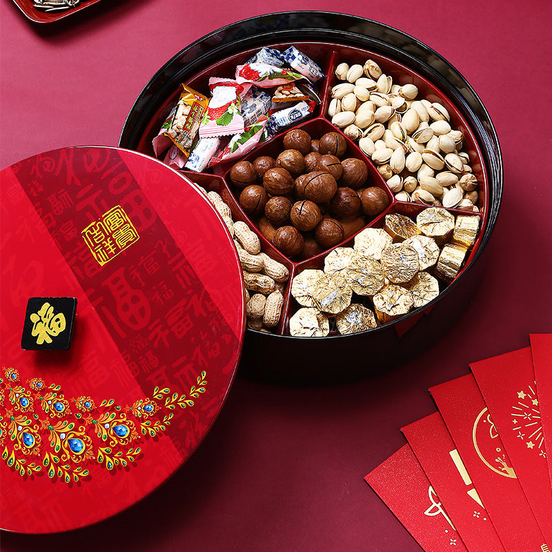 Rotating candy box, living room coffee table, nuts, melon seeds, snack tray, storage box, New Year's Eve home wedding dried fruit box