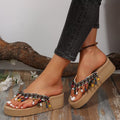 2025 summer new bohemian tassel slippers women's thick sole non-slip flats indoor and outdoor sandals beach shoes