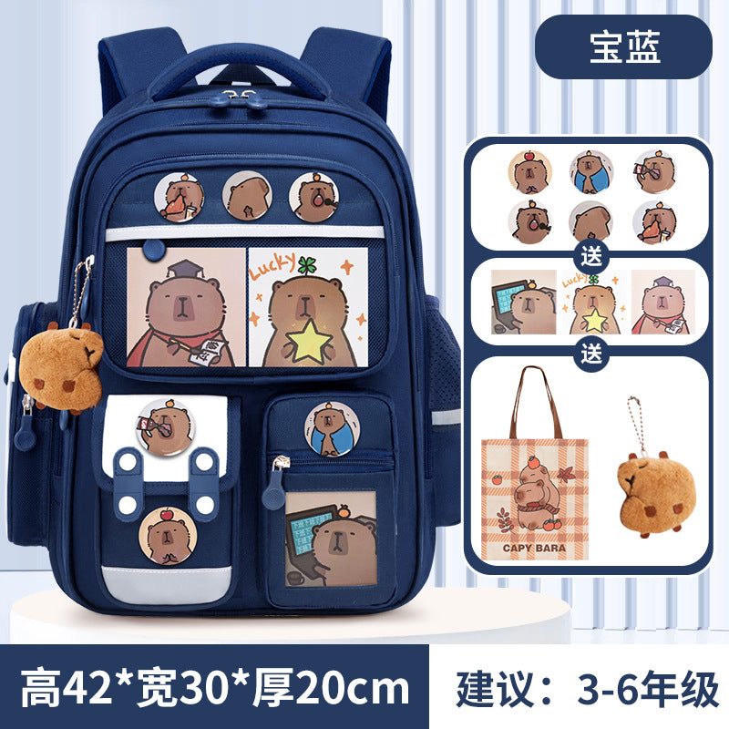 Kapibara new primary school bag, men's and women's 1-3-6 grades, light spine protection, large-capacity children's backpack