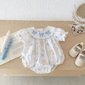 Baby summer clothes: adorable princess romper for baby girls - stylish, sweet, lightweight, short-sleeve, triangle-neck snap-crotch bodysuit