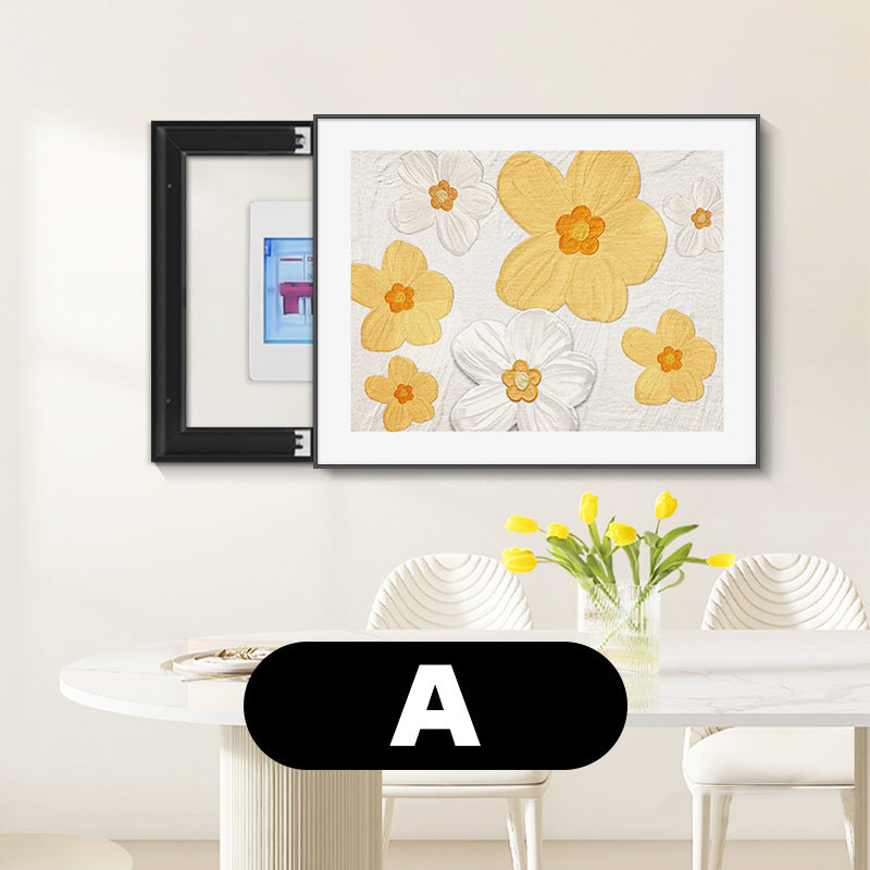 Cream wind flower meter box decorative painting non-punching distribution box hanging painting creative blocking switch box mural