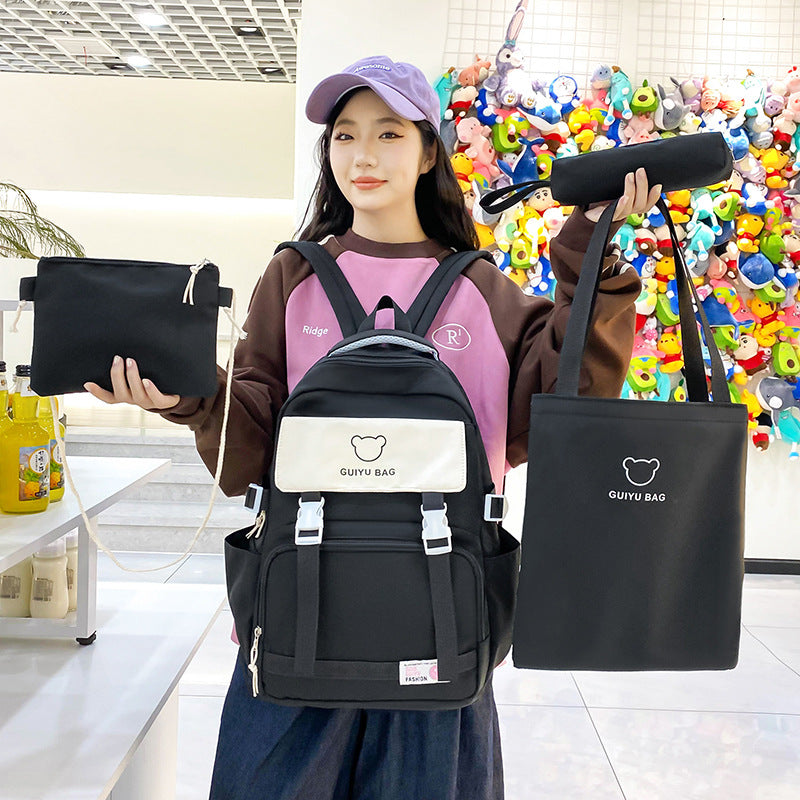 New large-capacity backpack for junior and high school students, foreign style Korean version, trendy backpack, light and casual student schoolbag