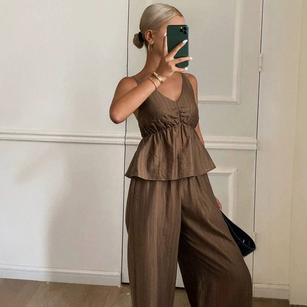 Ice silk fashion suit for women  summer new style covering meat slimming look short sleeve jumpsuit