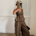 Ice silk fashion suit for women  summer new style covering meat slimming look short sleeve jumpsuit