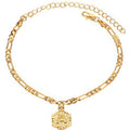 European and american cross-border hot-selling 26 capital letter hexagon 14k gold plated anklet - fashionable anklet for men and women