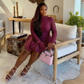 European and american cross-border women's fashion:  summer new collection - sweet polka dot round neck slim-fit slit irregular mini dress