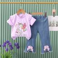 Boys' summer outfit  new arrival: baby summer clothes, flying unicorn trendy two-piece set for mid-to-large children