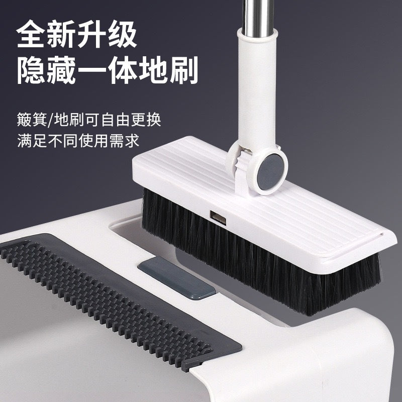 New 3-in-1 multi-functional broom, dustpan, and floor brush set - durable broom with soft bristles, hair-resistant design
