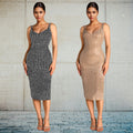 C7219 cross-border   fashion women's sexy backless rhinestone suspender sleeveless dress