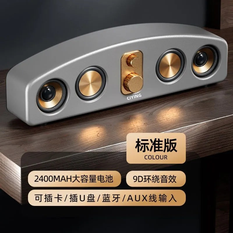 E3403 bluetooth speaker - retro portable audio system with radio, for home, pc, and desktop use - wireless speaker with subwoofer