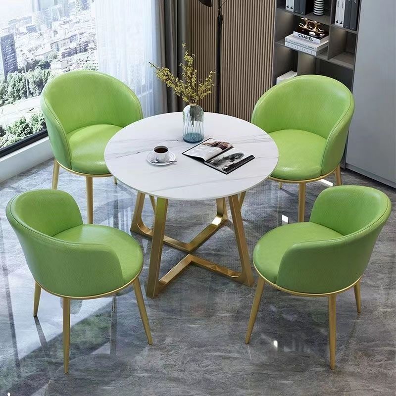 Nordic light luxury negotiation table and chair set, balcony leisure table and chair set, small coffee table, casual reception, modern minimalist small round table