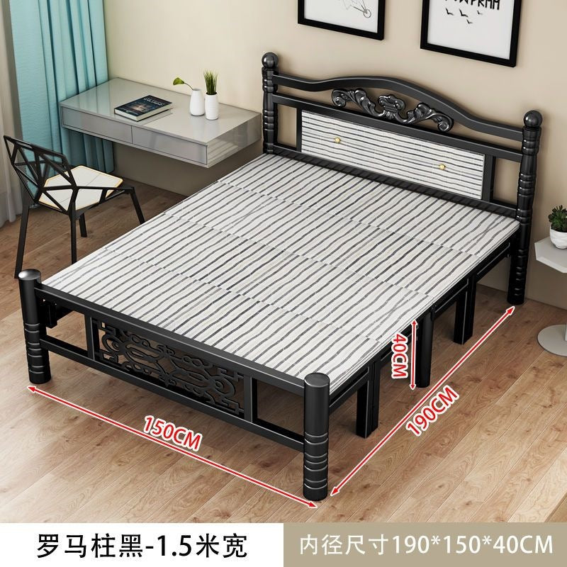 Folding bedfor homedouble iron frame bed with mattress rental house simple bed hard bed office lunch break bed single