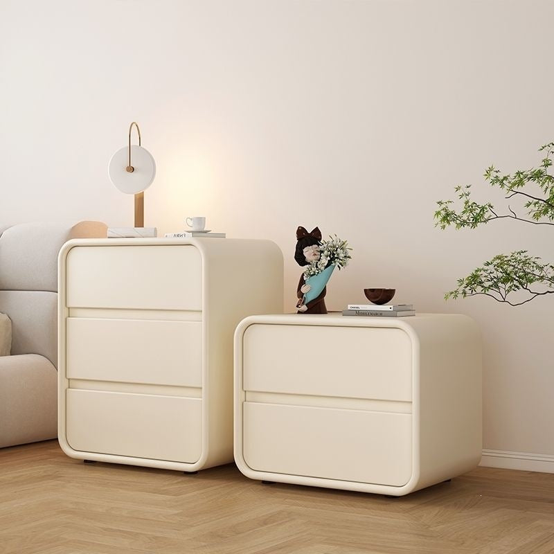 Bedside tableaccessible luxurycream style normcore storage cabinet for home bedroom modern casual small solid wood leather bedside cabinet