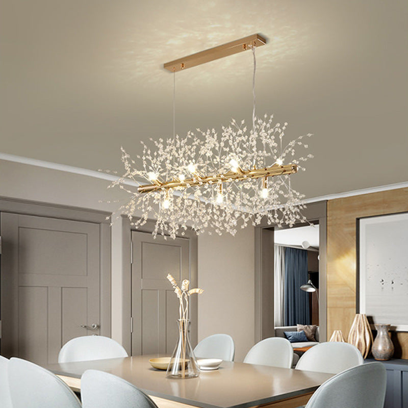 Firefly crystal lamp dining room simple modern dandelion dining table light luxury lamp lighting Internet celebrity restaurant chandelier