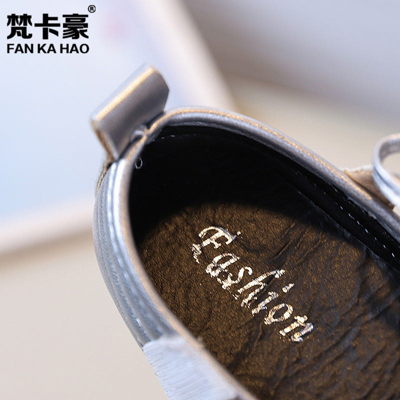 Vancahao kids' leather shoes -  autumn new collection - korean style sweet bow princess flats for little girls