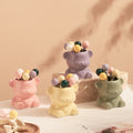 New arrival cream style ceramic bear hanging fruit fork jar suit high-looking home goods afternoon tea fruit fork spoon
