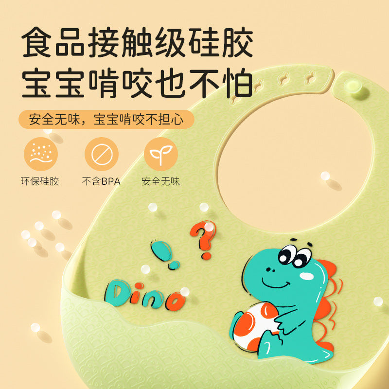 Baby eating bib silicone waterproofsoft bib kids feeding saliva bib baby food supplement bib