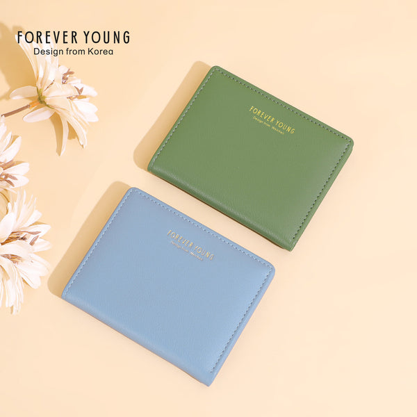 Forever young short wallet women's multi-card change bag ultra-thin simple women's wallet solid color leather~