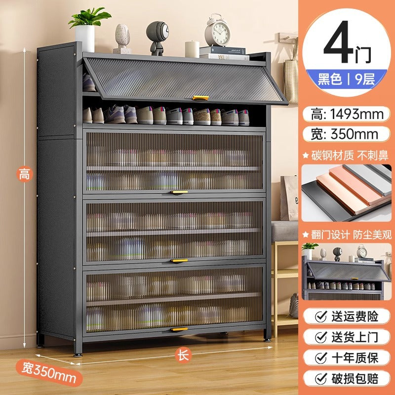 Household steel shoe cabinet dust-proof and moisture-proof shoe rack door all-in-one cabinet multi-layer floor-standing storage cabinet large-capacity storage cabinet