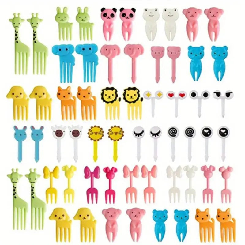 cartoon fruit fork set - cute animal creative fruit picks, bento fruit forks, dessert forks - wholesale