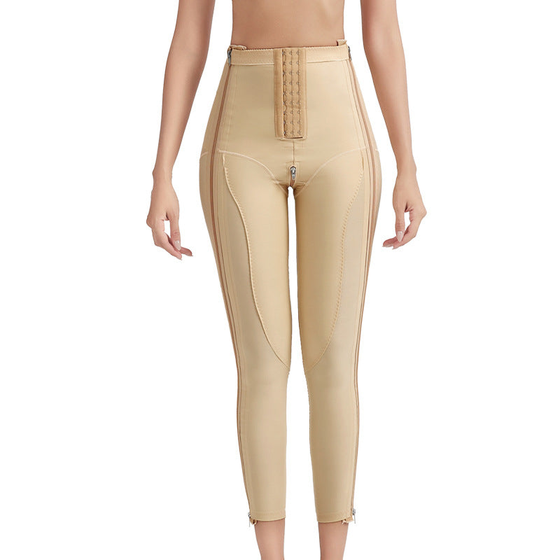 Post-liposuction compression leggings for thigh and leg shaping - full zipper, full coverage, full length