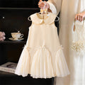 Girls' sleeveless dress with round neck and bow detail (toddler/kids)