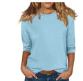 european and american cross-border  new women's round neck 7/8 sleeve solid color fleece-lined base layer top