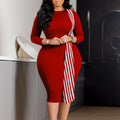 D442 african plus size women's clothing  new arrival: elegant and stylish bodycon pencil dress with round neck - export quality