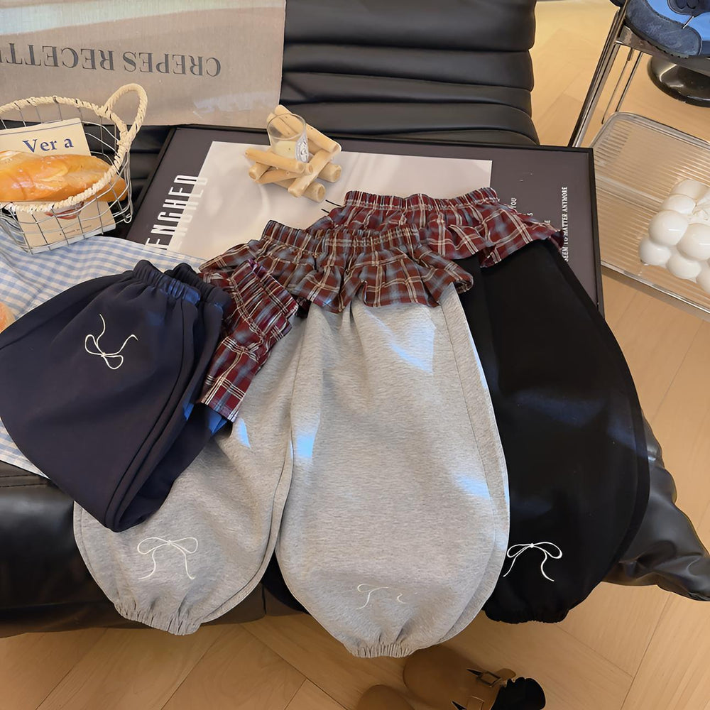 Kids sweatpants girl spring & fallembroidercasual pants loose scimitar pants small and medium-sized children drapedcasual baby girl sweatpants