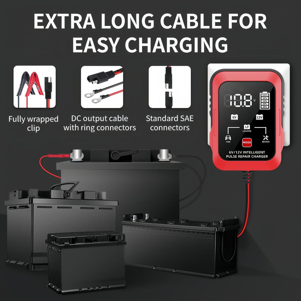 Ultra-thin 6v 12v charger (ase adapter cable) motorcycle lawn mower car battery charger