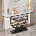 Wall-mounted console table for entryway, home, hallway, with led light strip, rock slab top, new style living room console cabinet for hallway end